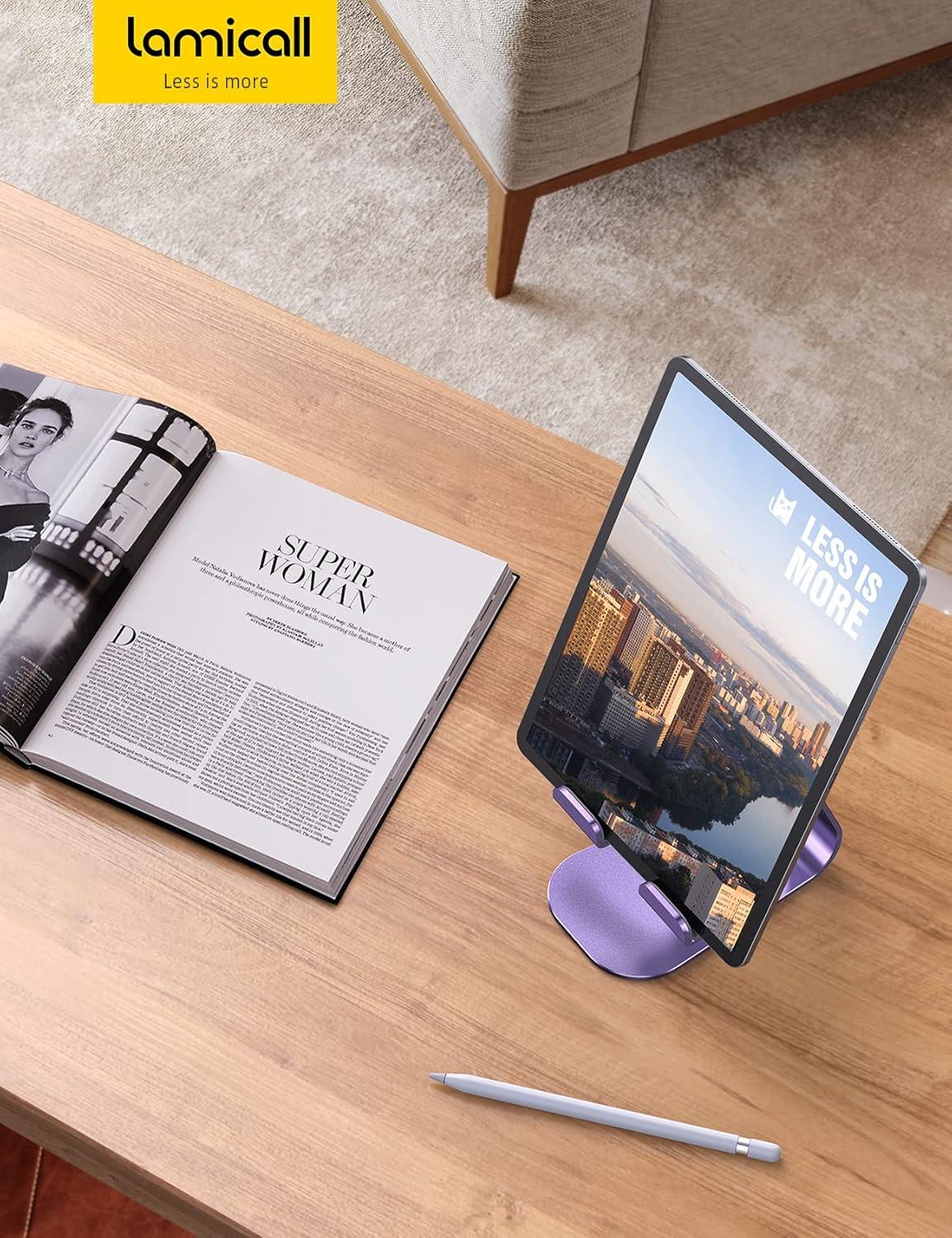 imageLamicall Tablet Stand Adjustable Tablet Holder Desktop Stand Dock Holder for 413 Tablets iPad Pro 11 97 105 129 Air Mini Kindle Tab iPhone 17 Pro Max Switch Office Desk AccessoriesPurple