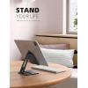 Lamicall Adjustable Tablet Stand Holder – Foldable Phone Dock, 360°Rotating Desktop Tablet Mount, for 4.7-13″ Tablets, Such as iPad Pro 11, 12.9 Air Mini, Tabs, Kindle, iPhone Air 17 Pro Max, Silver(Black)