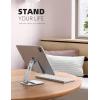 Lamicall Adjustable Tablet Stand Holder – Foldable Phone Dock, 360°Rotating Desktop Tablet Mount, for 4.7-13″ Tablets, Such as iPad Pro 11, 12.9 Air Mini, Tabs, Kindle, iPhone Air 17 Pro Max, Silver(Silver)