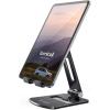 Lamicall Adjustable Tablet Stand Holder – Foldable Phone Dock, 360°Rotating Desktop Tablet Mount, for 4.7-13″ Tablets, Such as iPad Pro 11, 12.9 Air Mini, Tabs, Kindle, iPhone Air 17 Pro Max, Silver(Black)