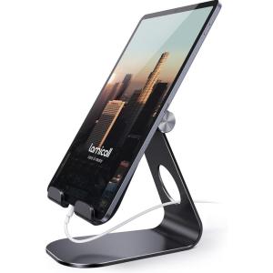 Lamicall Tablet Stand, Adjustable Tablet Holder – Desktop Stand Dock Holder for 4-13″ Tablets, iPad Pro 11, 9.7, 10.5, 12.9 Air Mini, Kindle, Tab, iPhone 17 Pro Max, Switch, Office Desk Accessories(Black)