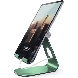 Lamicall Tablet Stand, Adjustable Tablet Holder – Desktop Stand Dock Holder for 4-13″ Tablets, iPad Pro 11, 9.7, 10.5, 12.9 Air Mini, Kindle, Tab, iPhone 17 Pro Max, Switch, Office Desk Accessories(Green)