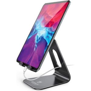 Lamicall Tablet Stand, Tablet Holder for Desk – Multi-Angle Adjustable Tablet Desktop Dock Cradle, Compatible with iPad Pro 11, 12.9, Air, Mini, Fire HD, Galaxy Tab, and Other 4-13″ Tablets, Black(Black)
