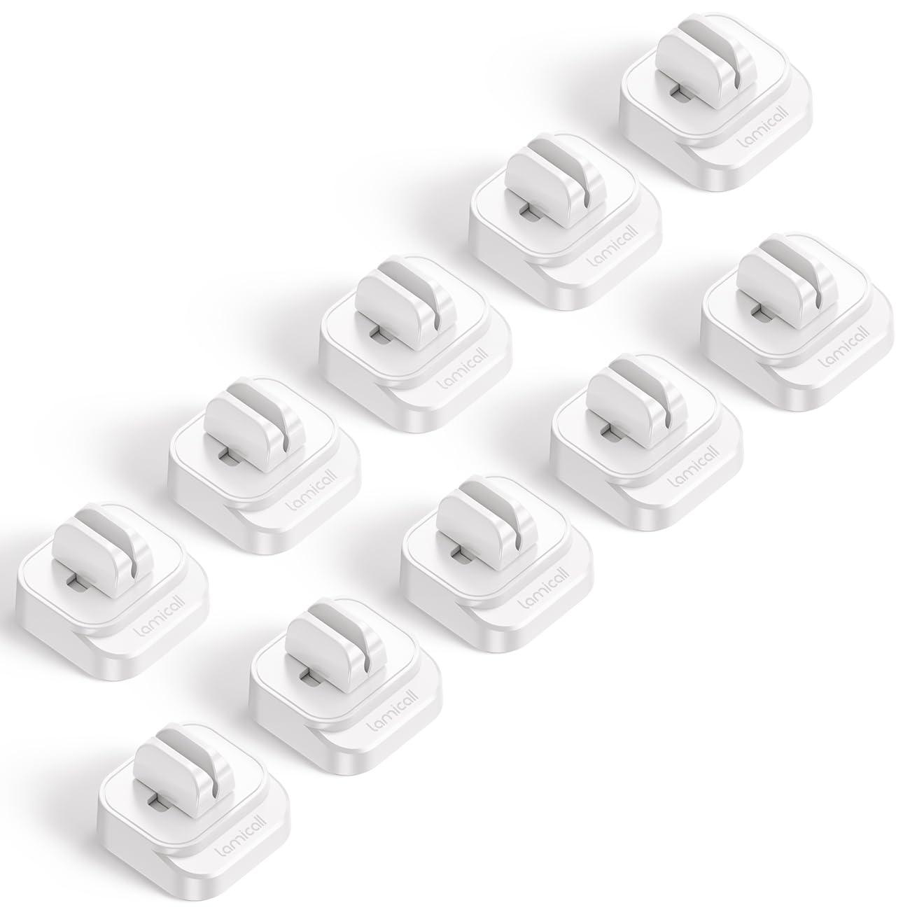 image5Pack Cable Spring Holder Clips Cord Organizer for Desk Lamicall Adjustable Cord Wire Holder Keeper Phone Charger Organizer Clips Wire Cable Management for Nightstand Wall Car Office DesktopWhite