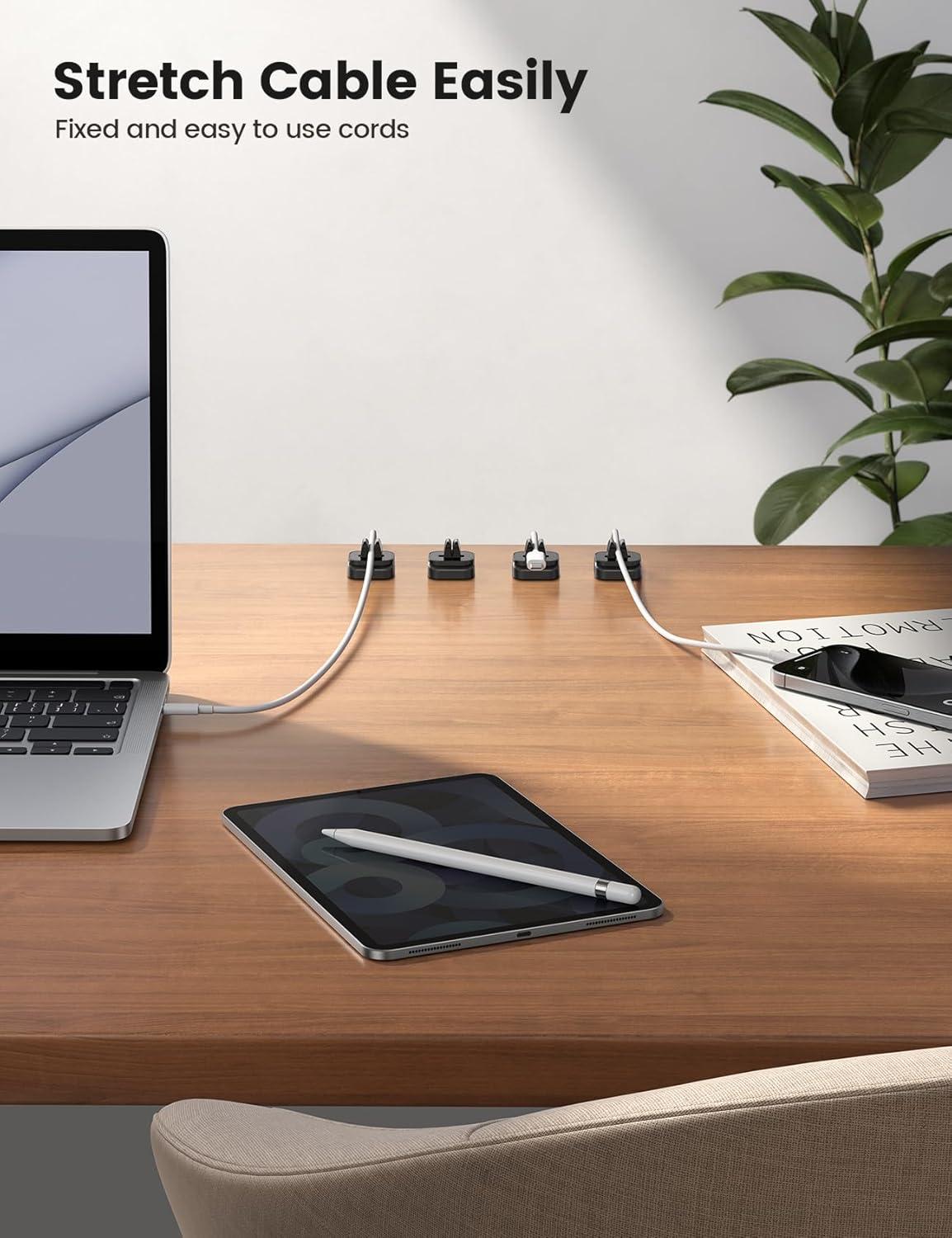 image5Pack Cable Spring Holder Clips Cord Organizer for Desk Lamicall Adjustable Cord Wire Holder Keeper Phone Charger Organizer Clips Wire Cable Management for Nightstand Wall Car Office DesktopBlack
