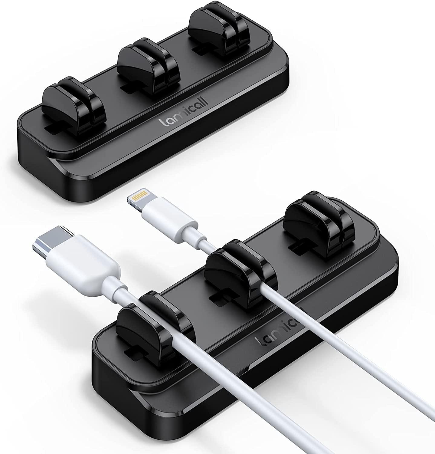 image5Pack Cable Spring Holder Clips Cord Organizer for Desk Lamicall Adjustable Cord Wire Holder Keeper Phone Charger Organizer Clips Wire Cable Management for Nightstand Wall Car Office DesktopBlack