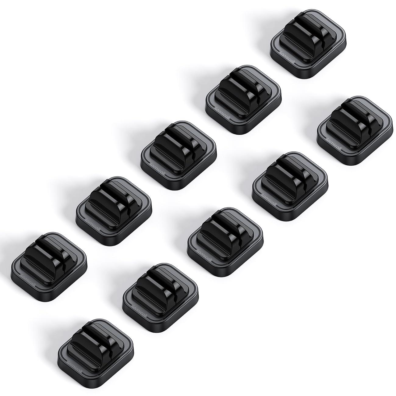 image5Pack Cable Spring Holder Clips Cord Organizer for Desk Lamicall Adjustable Cord Wire Holder Keeper Phone Charger Organizer Clips Wire Cable Management for Nightstand Wall Car Office DesktopBlack