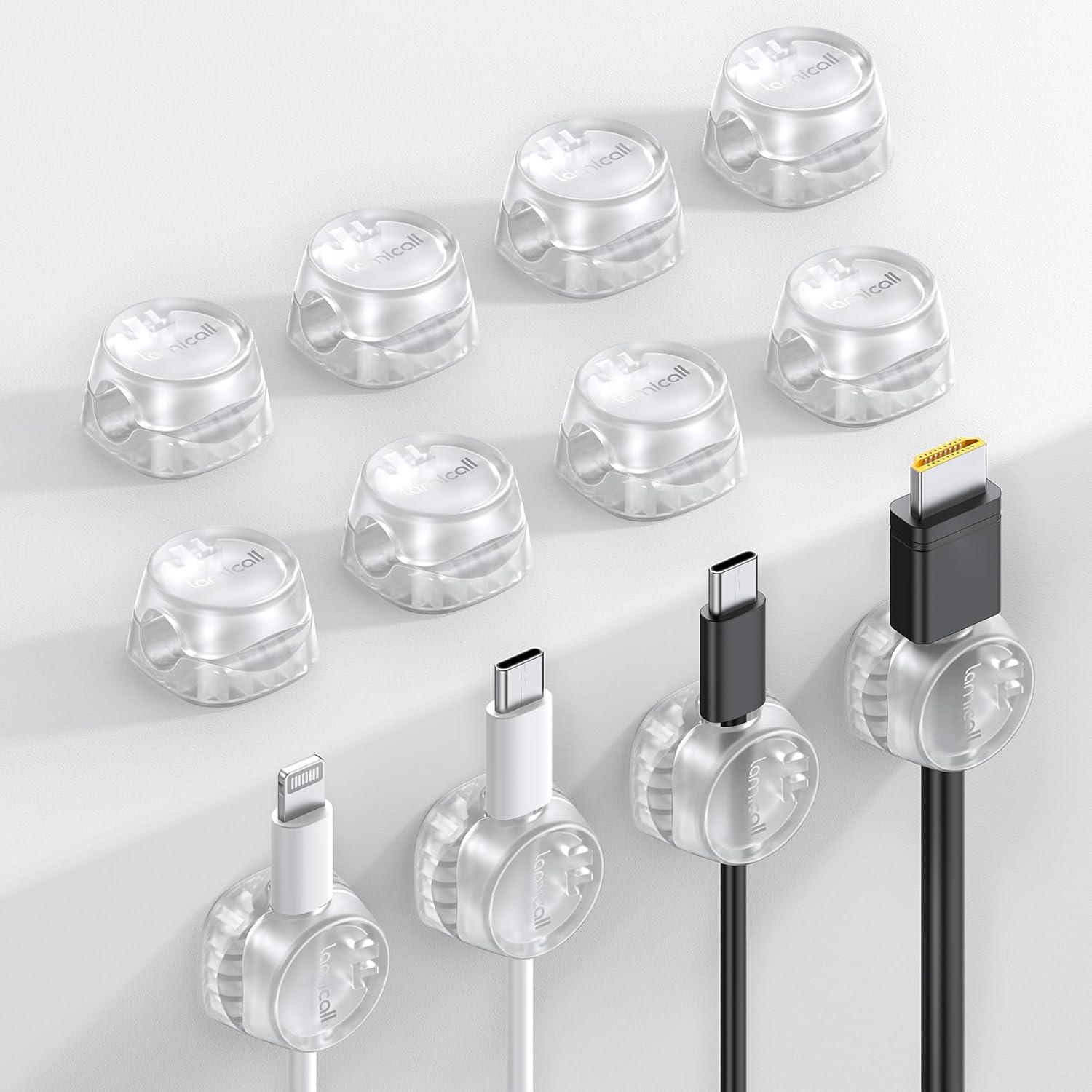 image6Pack Cord Organizer Office Desk Accessories Lamicall Clear Cable Management Clips Home Workspace Chritsmas Organization Accessories Nightstand Desk Decor Dorm Room Desktop Gadget EssentialsTransparent
