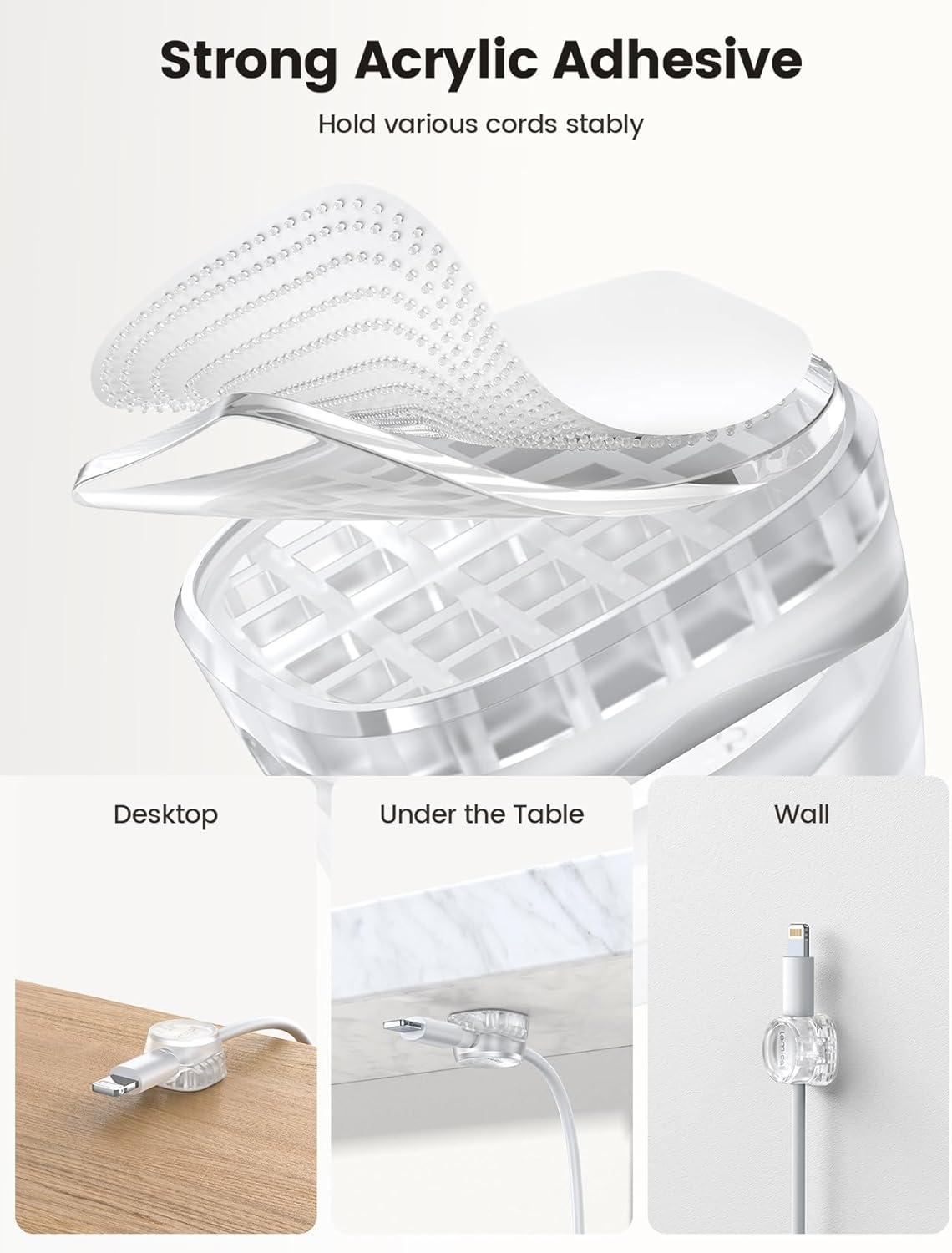 image6Pack Cord Organizer Office Desk Accessories Lamicall Clear Cable Management Clips Home Workspace Chritsmas Organization Accessories Nightstand Desk Decor Dorm Room Desktop Gadget EssentialsTransparent
