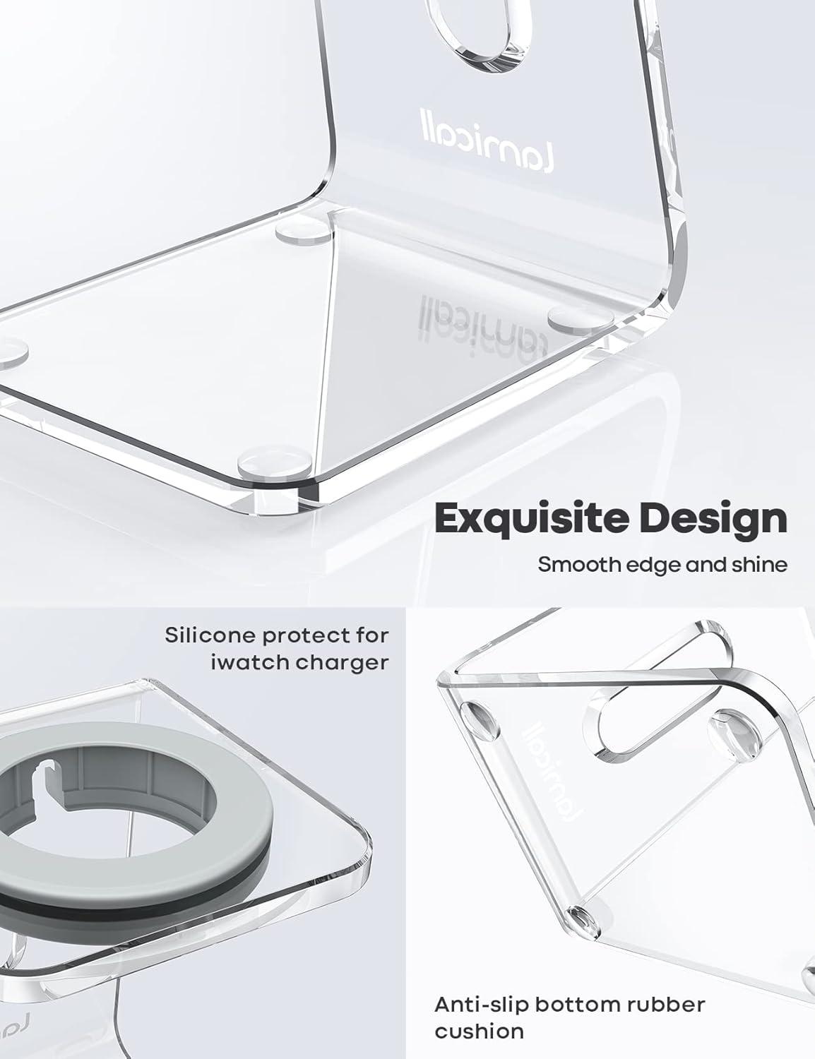 imageAcrylic Watch Stand for Apple Watch Charger Lamicall Desk Watch Charging Dock Transparent Clear iWatch Charger Holder Nightstand Fit for All Apple Watch Series SE Ultra 10987654321