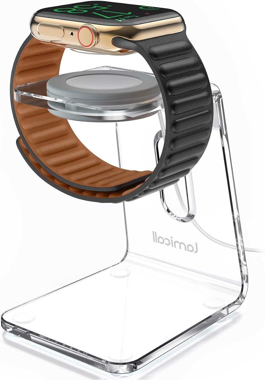 imageAcrylic Watch Stand for Apple Watch Charger Lamicall Desk Watch Charging Dock Transparent Clear iWatch Charger Holder Nightstand Fit for All Apple Watch Series SE Ultra 10987654321