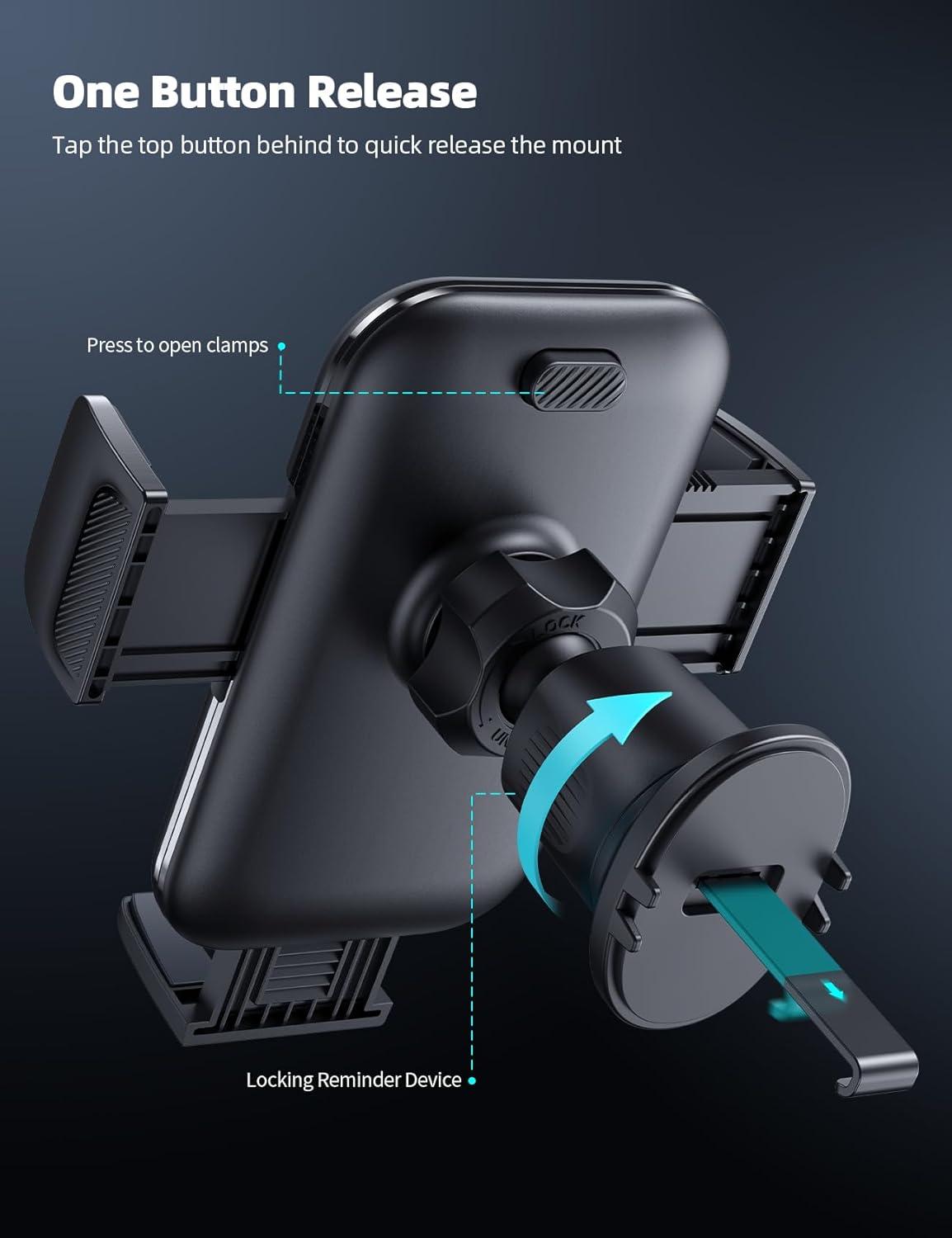 imageLamicall 2026 Wider Clamp amp Metal Hook Car Phone Holder Vent Thick Cases Friendly Phone Holders for Your Car Mount Automobile Hands Free Cradle Air Vent for iPhone 16 15 14 13 Pro Max SmartphoneBlack