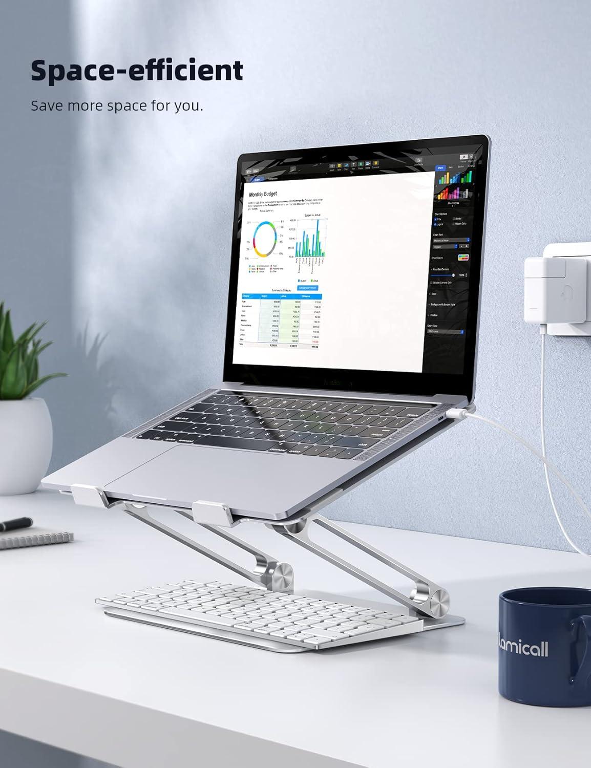imageLamicall Adjustable Laptop Stand Portable Laptop Riser Aluminum Laptop Stand for Desk Foldable Ergonomic Computer Notebook Stand Holder for MacBook Air Pro Dell XPS HP 10173 Silver1Silver
