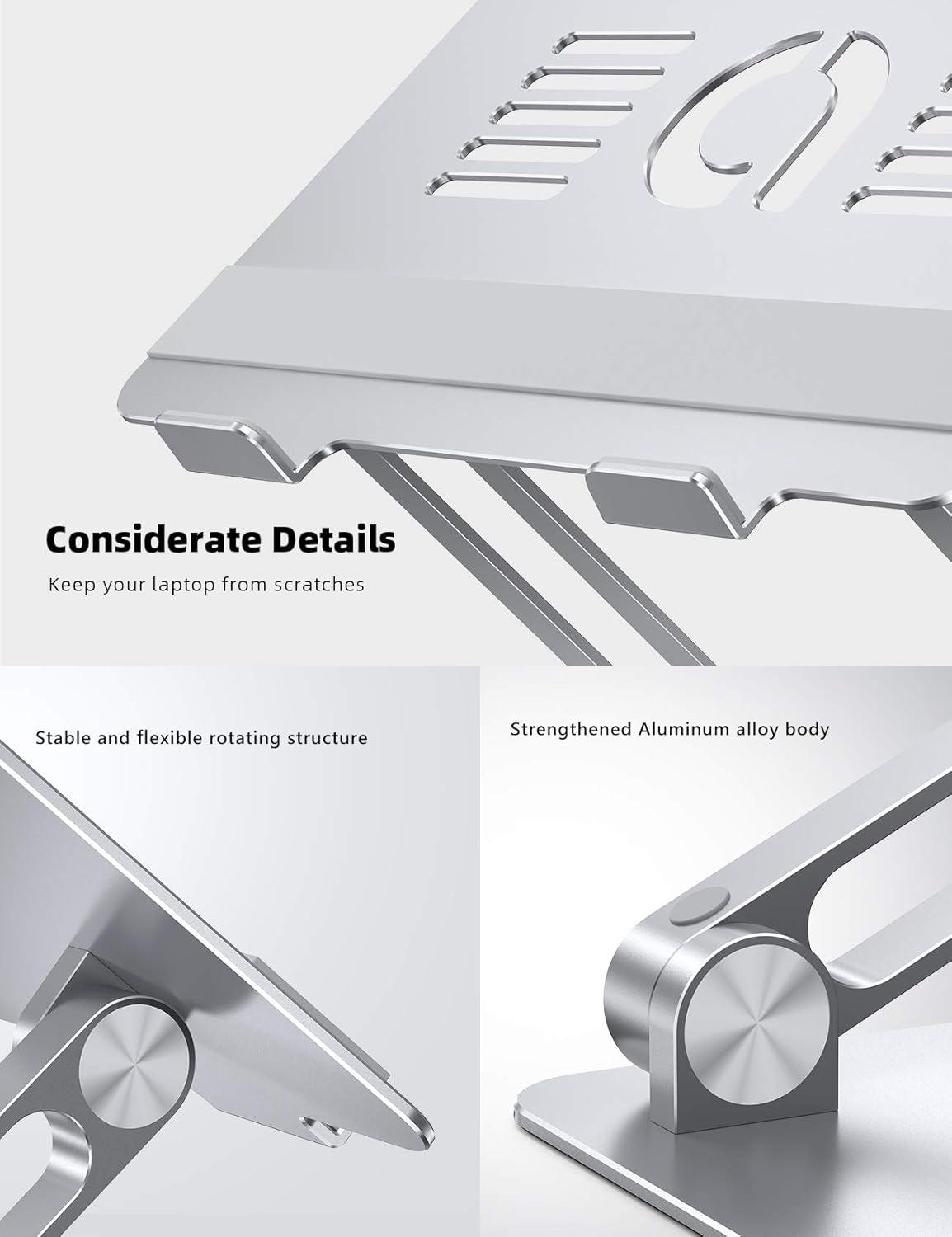 imageLamicall Adjustable Laptop Stand Portable Laptop Riser Aluminum Laptop Stand for Desk Foldable Ergonomic Computer Notebook Stand Holder for MacBook Air Pro Dell XPS HP 10173 Silver1Silver