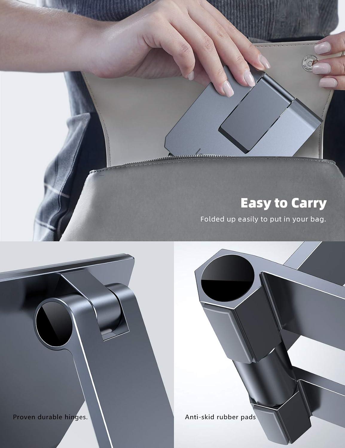 imageLamicall Aluminum Metal Adjustable Cell Phone Stand Desk Heavy Duty Aluminum Metal Foldable Desktop Phone Holder Cradle Dock for iPhone 16 15 14 Plus Pro Pro Max 13 12 X XS411 Phone GreyGrey