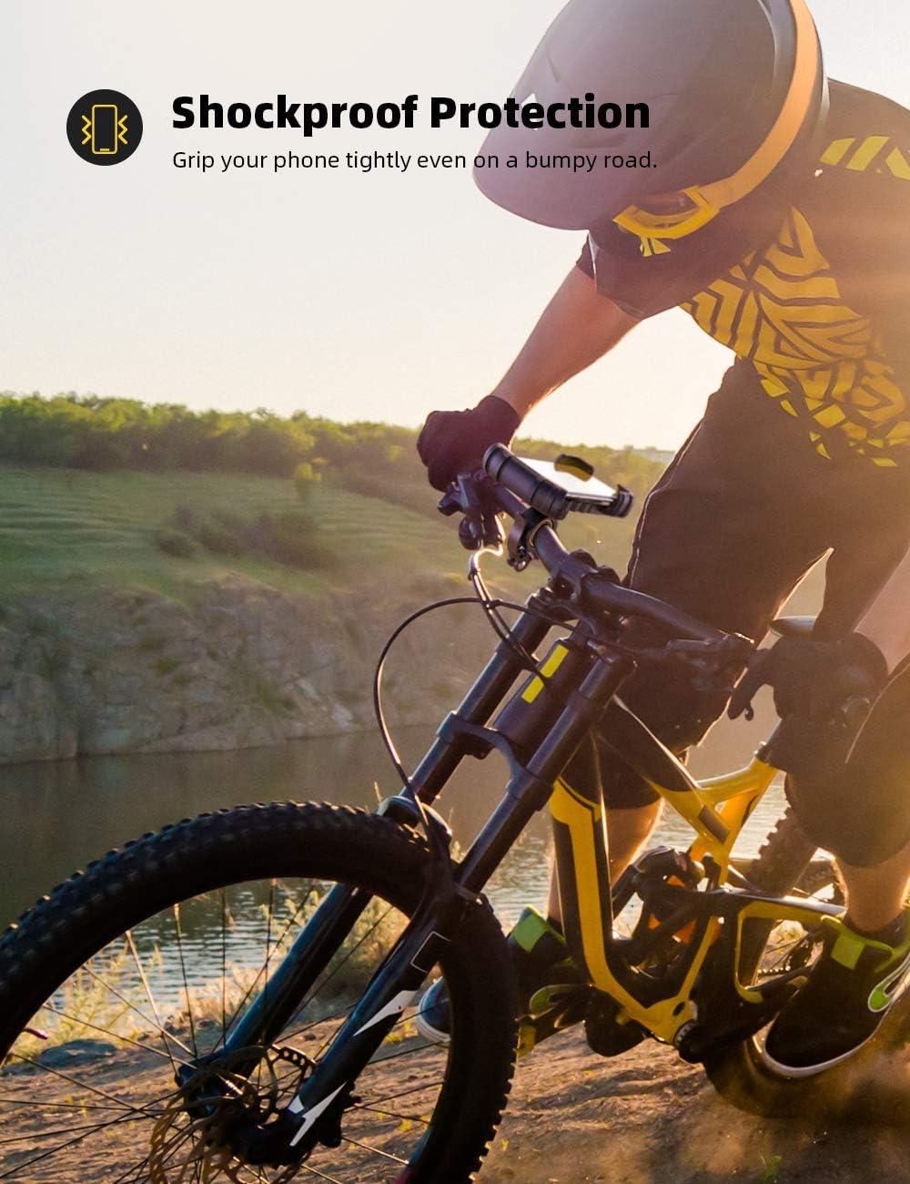 imageLamicall Bike Phone Holder Motorcycle Mount Motorcycle Phone Holder Handlebar Cell Phone Clamp Scooter Phone Clip for iPhone Air 17 Pro Max 16 15 Pro Max Plus S20 More 47 to 68 SmartphonesYellow