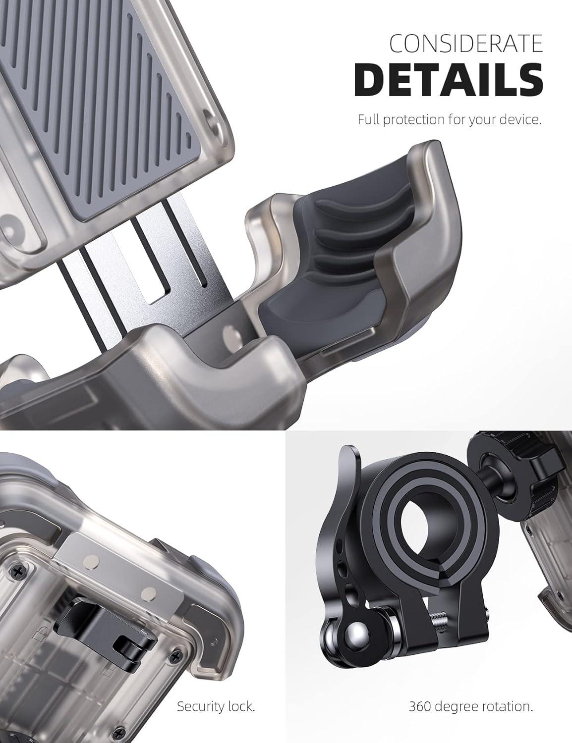 imageLamicall Bike Phone Mount Holder Motorcycle Phone Mount Adjustable Cell Phone Holder Bicycle Scooter Handlebar Cradle Clip for iPhone Air 17 Pro Max 16 Plus 15 Plus iPhone 14 and 4768 PhoneTransparent