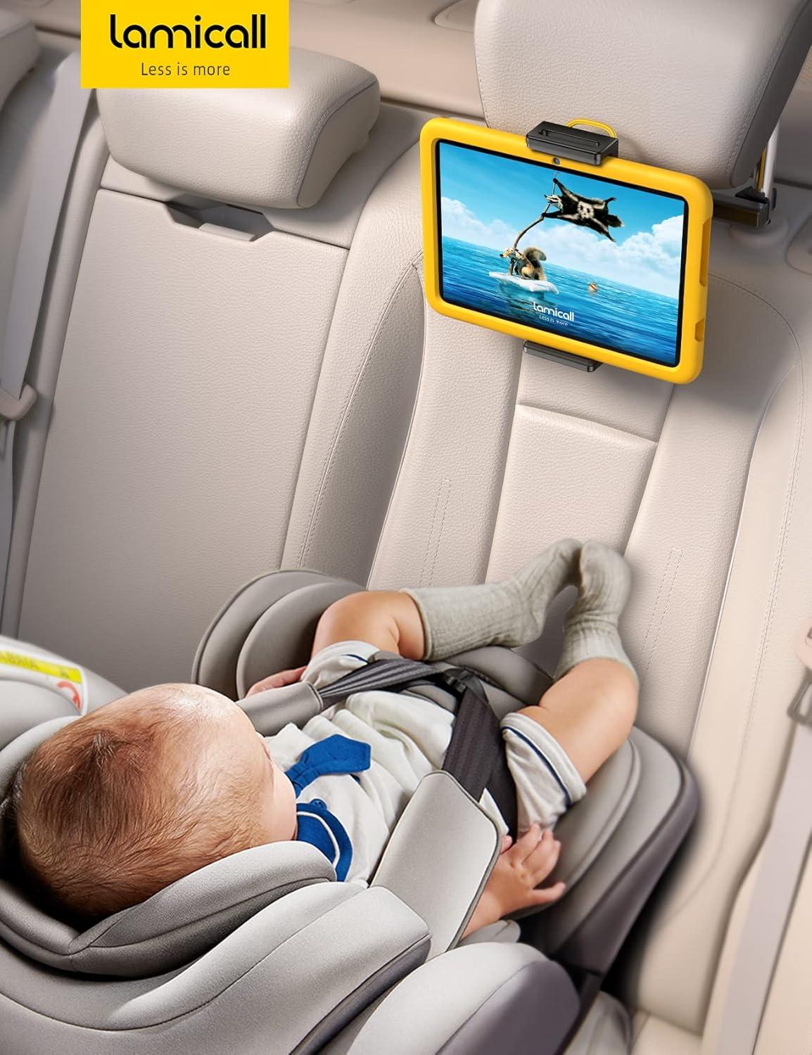 imageLamicall Car Tablet Headrest Holder Car Back Seat Headrest Tablet Mount Stand for Kids Road Trip Essentials Compatible with 2024 iPad Pro 1113 Air Mini Galaxy Tab 4713 Devices BlackBlack