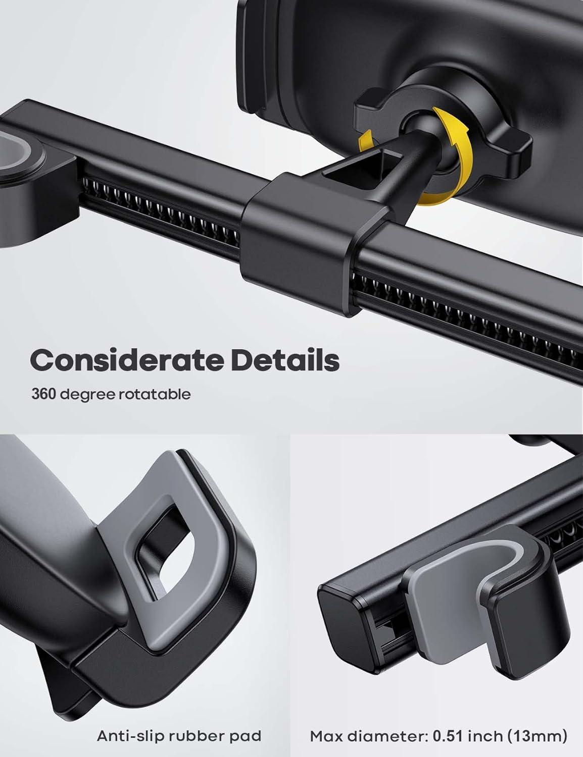 imageLamicall Car Tablet Mount Headrest Tablet Holder Car Back Seat Travel Stand for Kids Compatible with iPad Pro Air Mini Galaxy Tab Fire HD 4713 Cell Phone Tablets and DevicesBlack