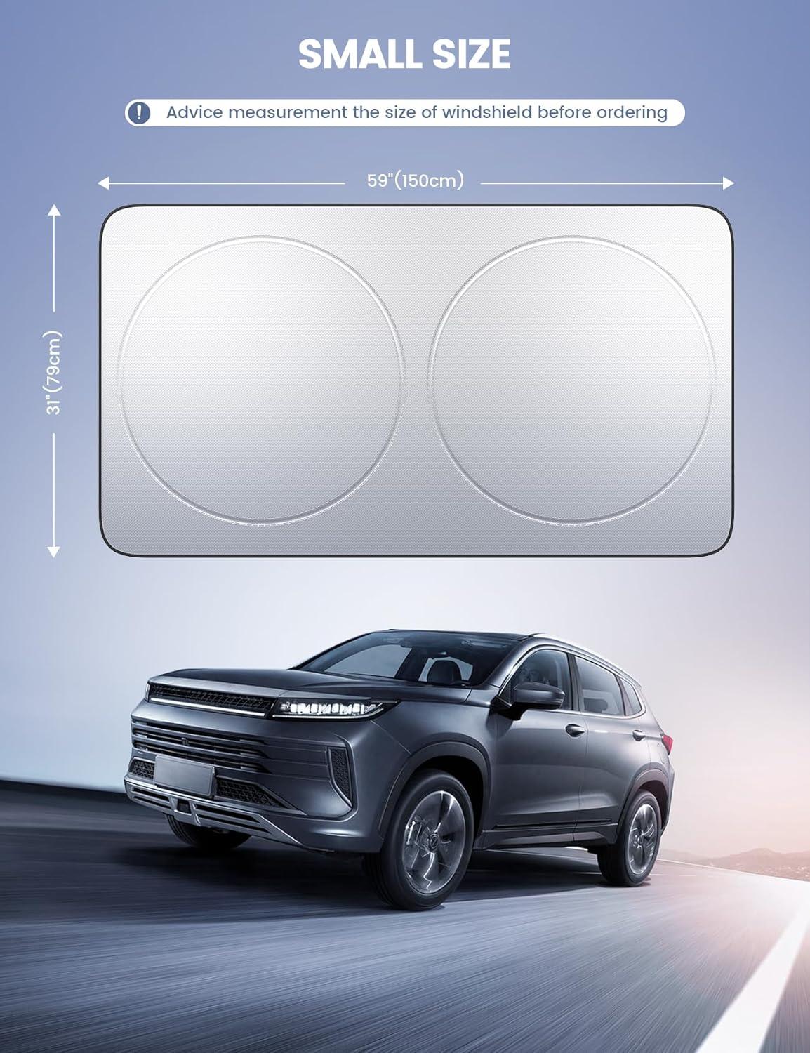 imageLamicall Car Windshield Sun Shade 4Layer Reflective 240T Sun amp UV Reflective Windshield Cover Sun Shade Easy Install Foldable 59x31 Windshield Cover for Compact Sedan SUV