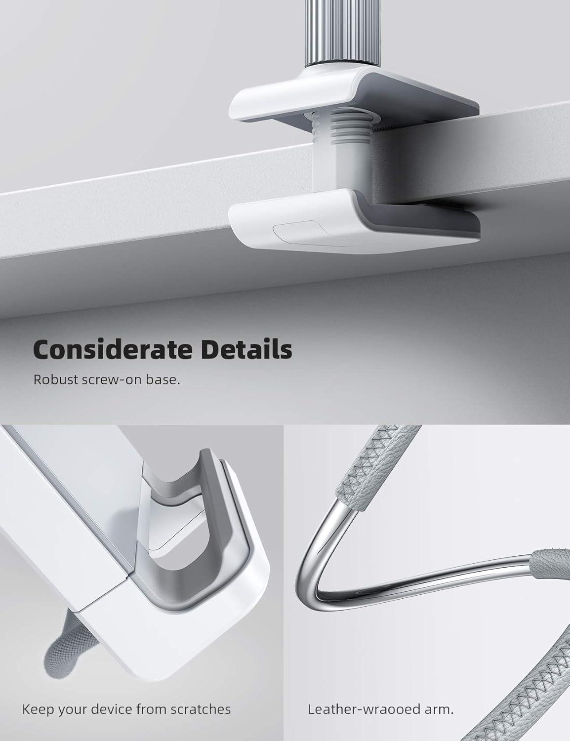 imageLamicall Gooseneck Tablet Holder Tablet Stand Flexible Arm Clip Tablet Mount Compatible with iPad mini Pro Air Kindle Switch Galaxy Tabs More 47105 Devices GrayGray