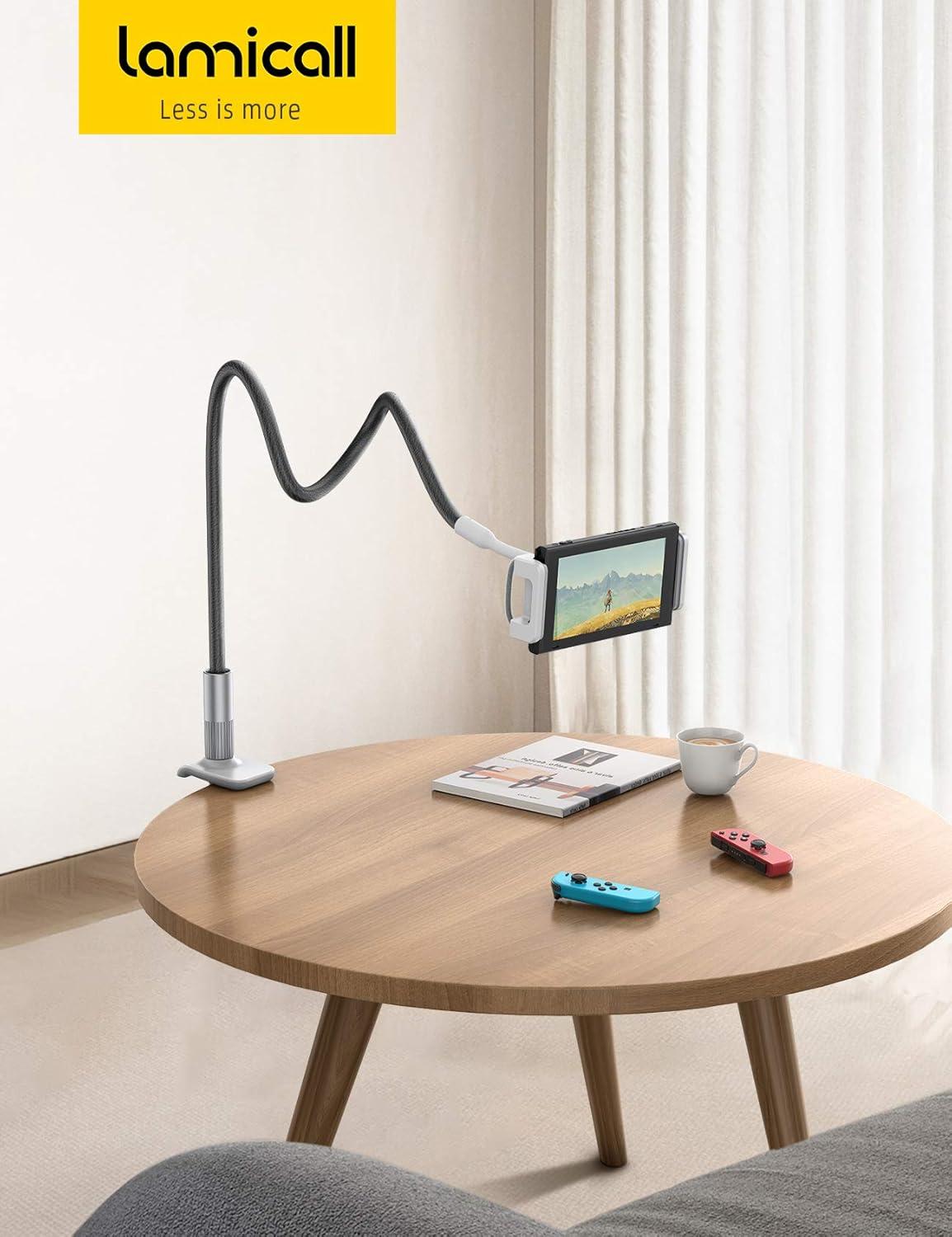 imageLamicall Gooseneck Tablet Holder Tablet Stand Flexible Arm Clip Tablet Mount Compatible with iPad mini Pro Air Kindle Switch Galaxy Tabs More 47105 Devices GrayBlack