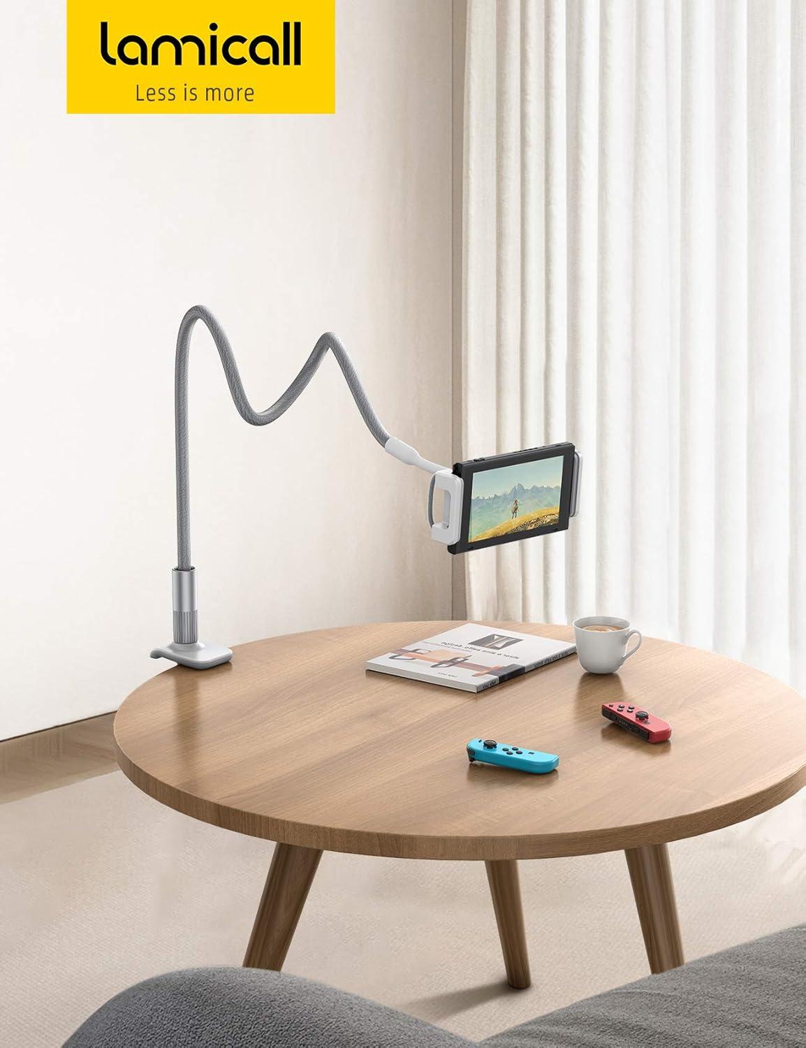 imageLamicall Gooseneck Tablet Holder Tablet Stand Flexible Arm Clip Tablet Mount Compatible with iPad mini Pro Air Kindle Switch Galaxy Tabs More 47105 Devices GrayGray