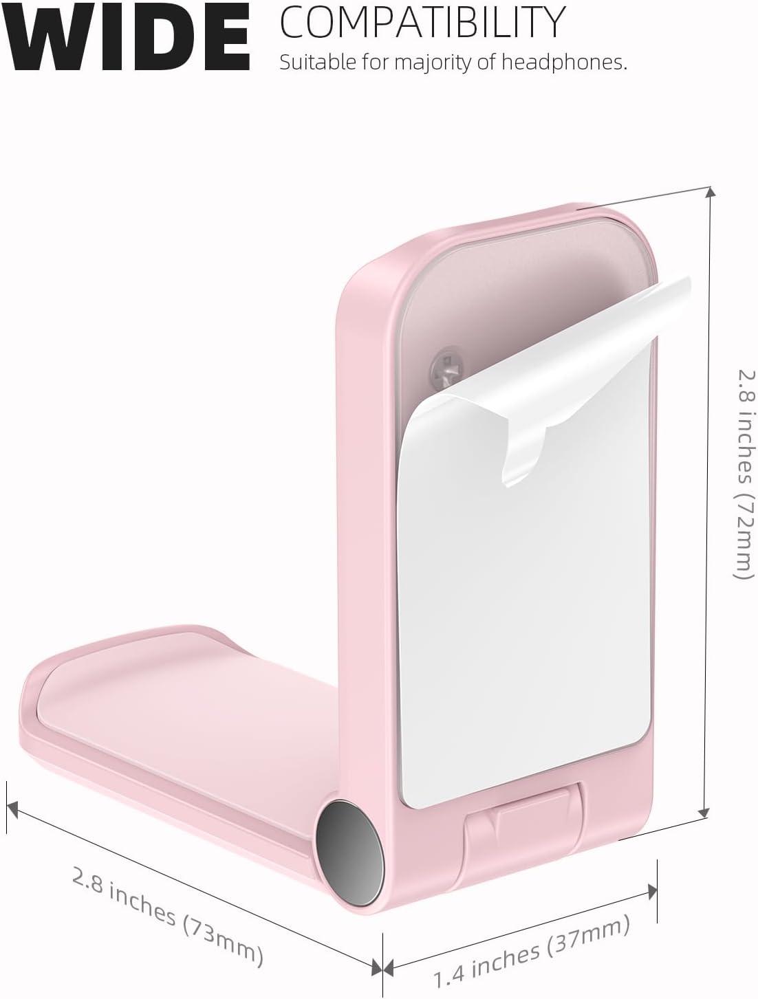 imageLamicall Headphone Stand Sticky Headset Hanger Adhesive Headphone Holder Hook Mount Headset Stand Holder Clip Under Desk Earphone Clamp for Airpods Max HyperX Sennheiser BlackPink One Pack