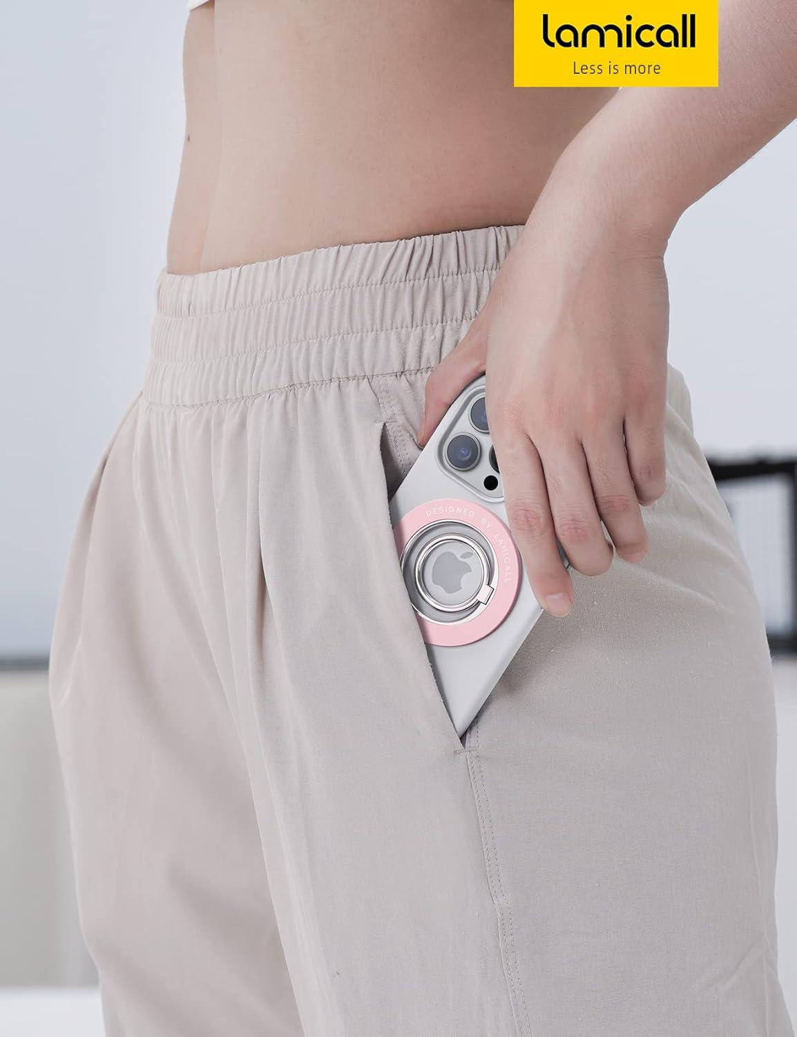 imageLamicall Magnetic Phone Grip for MagSafe Accessories 2025 Upgraded Strong Magnet Finger Ring Holder 1s Snap Pop Grip Socket Stand Mag Safe Kickstand Accessories for iPhone 16 Pro Max AndroidsPastel Pink