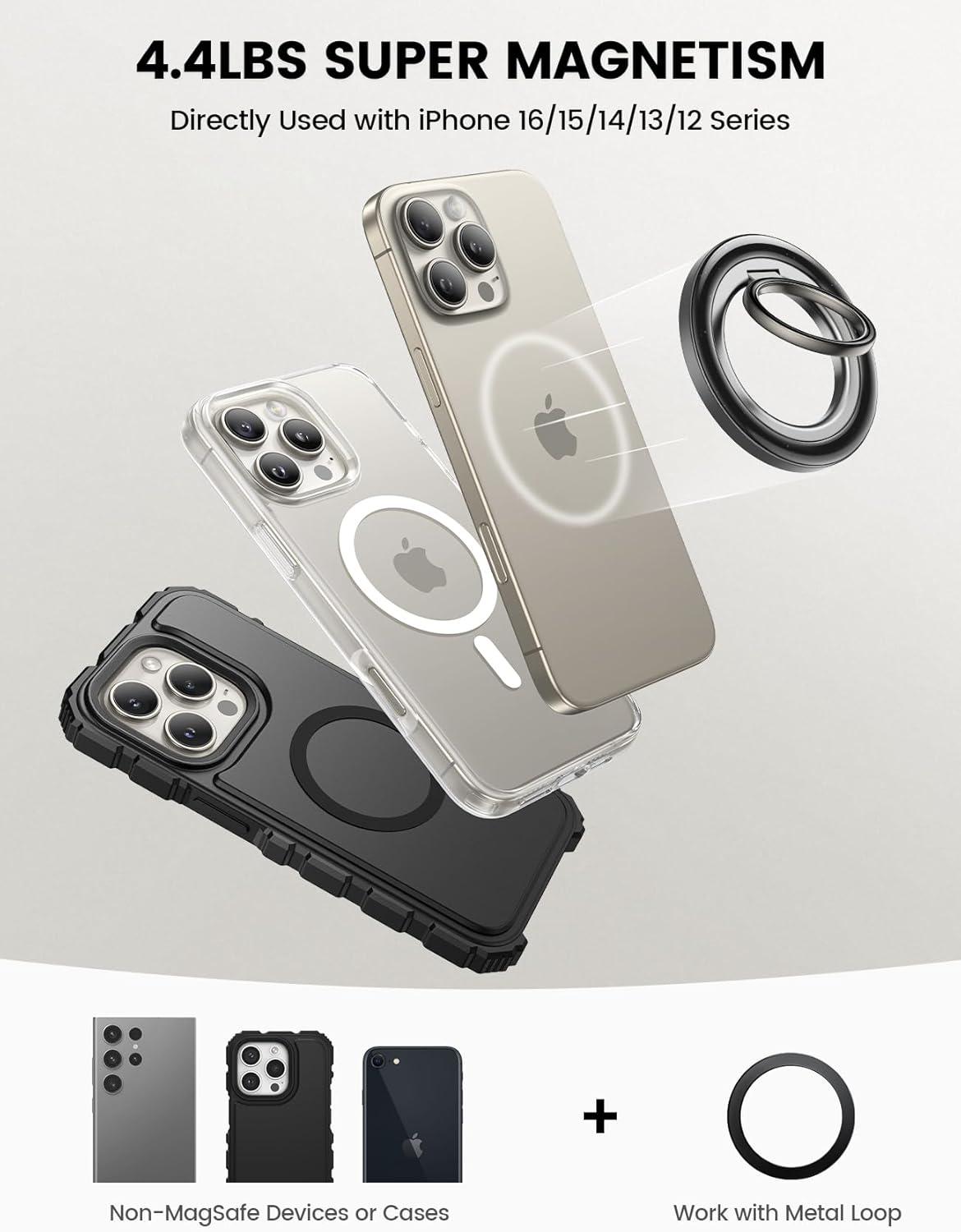 imageLamicall Magnetic Phone Ring Grip for MagSafe 44lbs Ultra Magnet Finger Holder Fathers Day for Father 360 Metal Gear Hinge Ring Stand for iPhone 16 15 14 Pro Max Cases Mag Safe AccessoriesMidnight Black