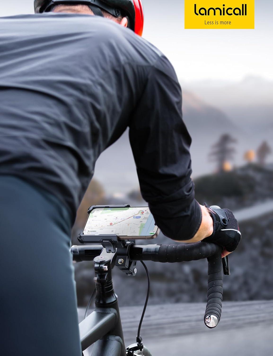 imageLamicall Motorcycle Bike Phone Mount No Block Camera 1s Lock Bike Cell Phone Holder Clamp Bicycle Scooter Handlebar Clip for iPhone 17 16 15 14 Pro Max Galaxy S25 S24 Ultra 477 PhonesBlack