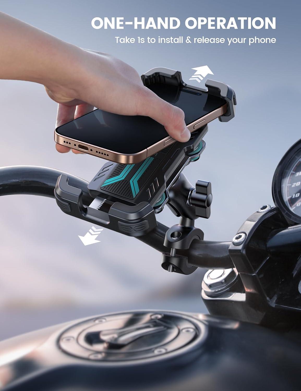 imageLamicall Motorcycle Phone Mount Holder Dual Vibration Dampener Metal Adjustment Arm Motorcycle Cell Phone Holder Bike Handlebar Phone Mount for iPhone 1615 1413 Pro Max 4767 PhonesBlue