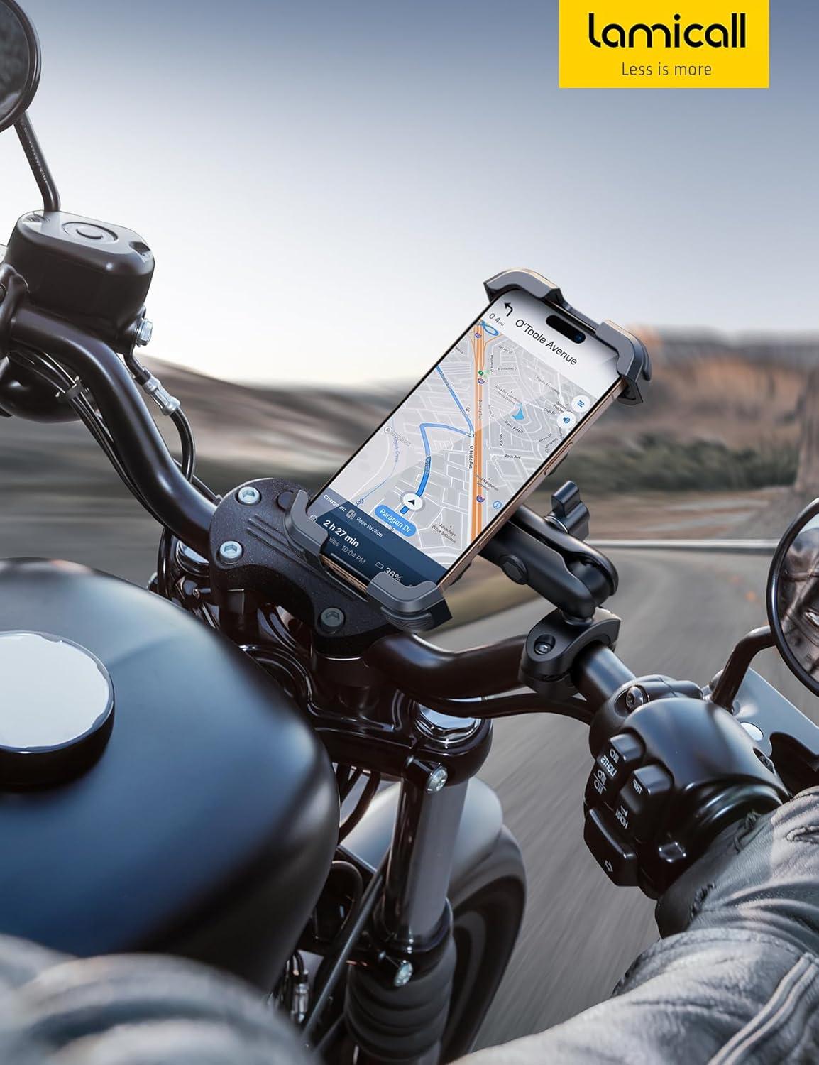 imageLamicall Motorcycle Phone Mount Holder Dual Vibration Dampener Metal Adjustment Arm Motorcycle Cell Phone Holder Bike Handlebar Phone Mount for iPhone 1615 1413 Pro Max 4767 PhonesRed