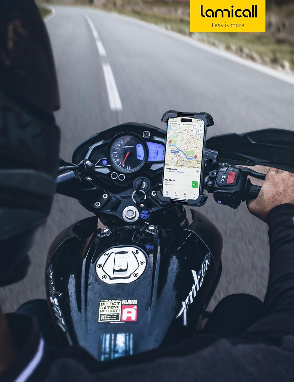imageLamicall Motorcycle Phone Mount Holder Dual Vibration Dampener Upgrade Handlebar Clip Motorcycle Cell Phone Holder Bike Phone Mount Fit iPhone 16151413 Pro Max 4767 Phones BlackBlack