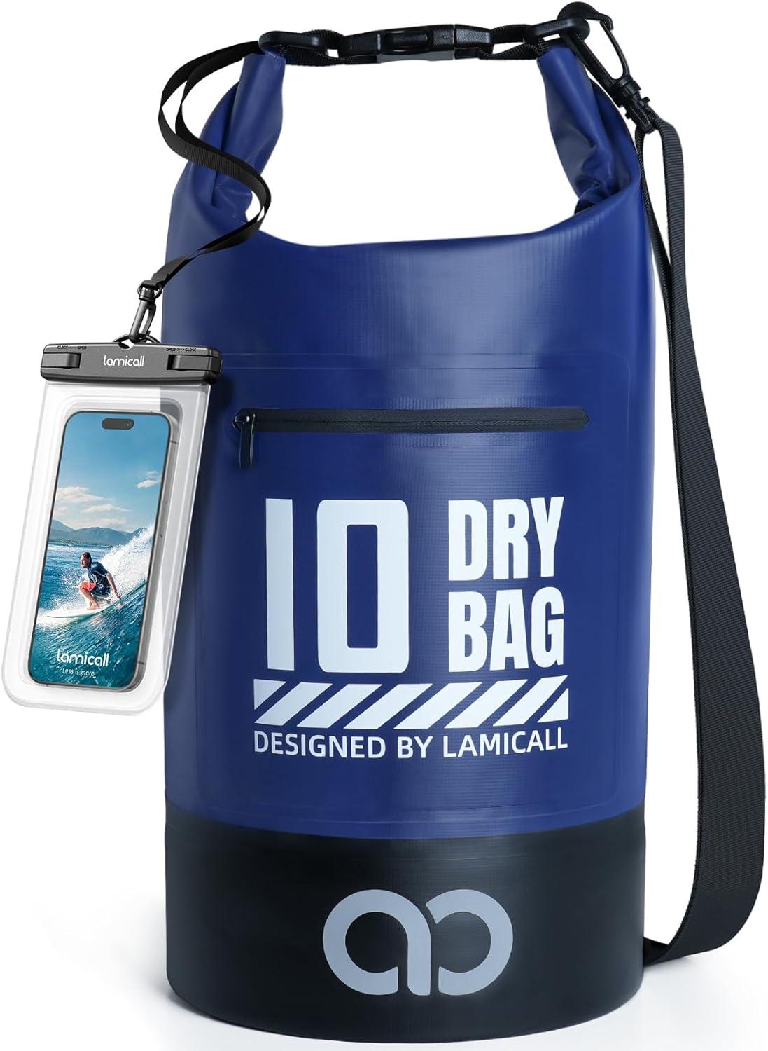 imageLamicall Small Dry Bag Waterproof Bag Durable amp Floating 5L10L20L30L40L Water Proof Bag with Waterproof Phone Pouch Keeps Gear Dry Sack for Kayak Swim Boat Paddle Boarding Hiking FishingNavy Blue
