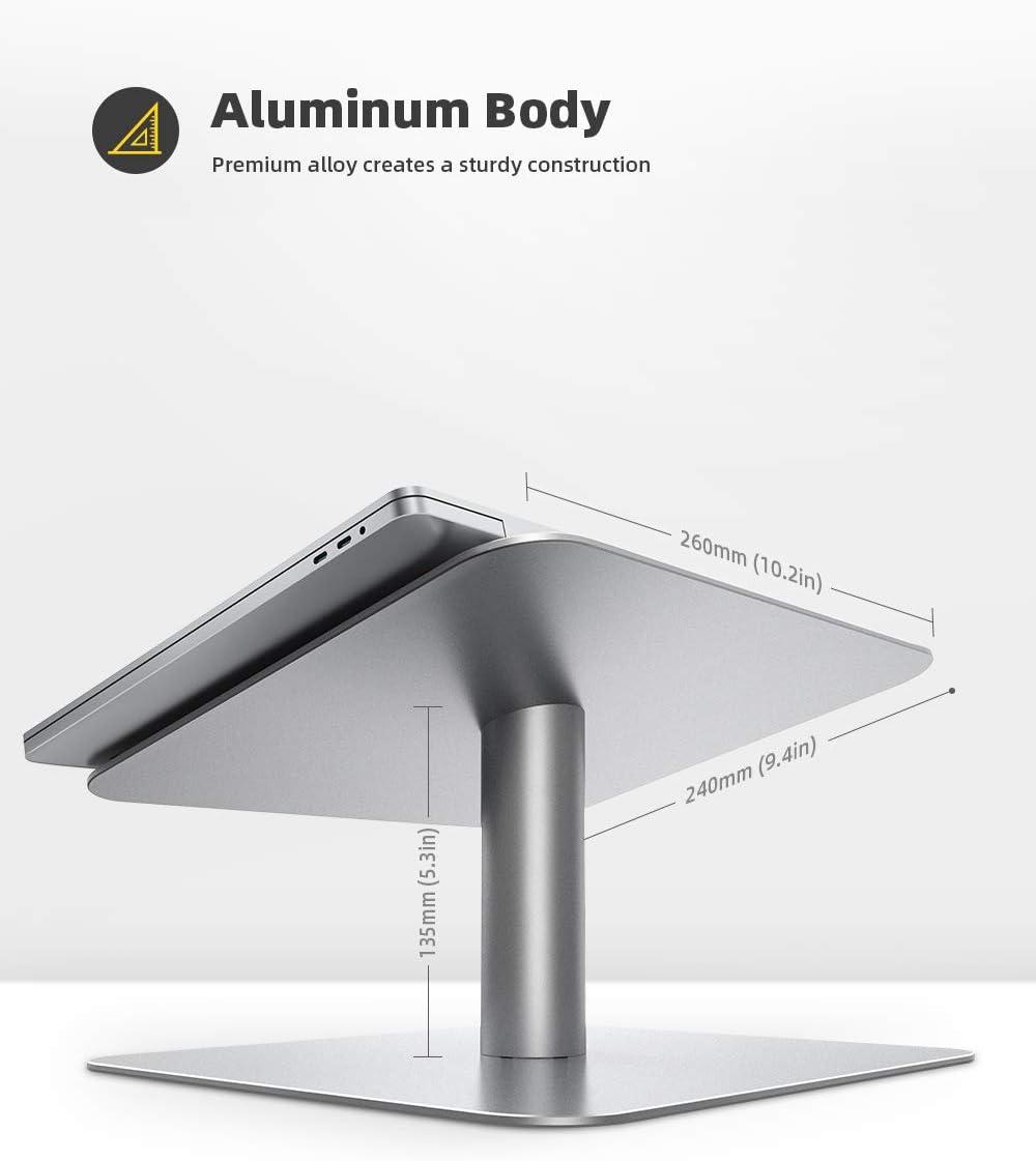 imageLamicall Swivel Laptop Stand Laptop Riser 360Rotating Ergonomic Aluminum Computer Desk Holder Compatible with MacBook Air Pro Dell XPS HP and More 10 173 Notebook Sliver