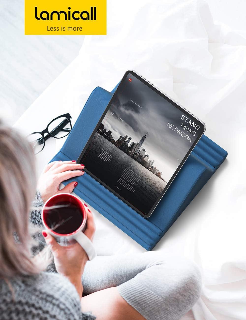 imageLamicall Tablet Pillow Stand Pillow Soft Pad for Lap Tablet Holder Dock for Bed with 6 Viewing Angles for 413 Tablets Like iPad Pro 11 13 Air Mini Kindle Galaxy Tab EReader Dark GrayRoyal Blue