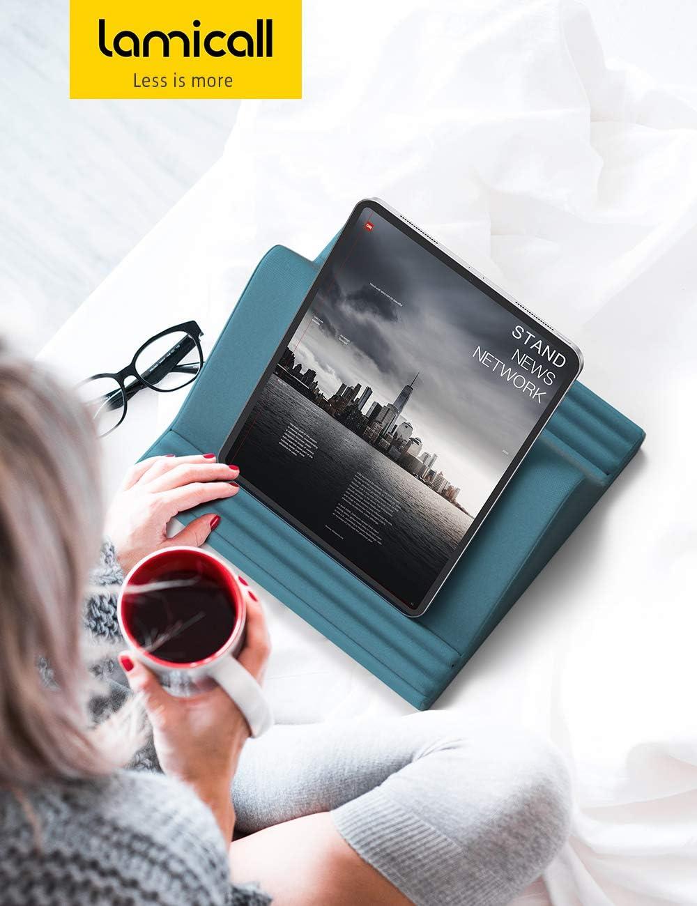 imageLamicall Tablet Pillow Stand Pillow Soft Pad for Lap Tablet Holder Dock for Bed with 6 Viewing Angles for 413 Tablets Like iPad Pro 11 13 Air Mini Kindle Galaxy Tab EReader Dark GrayBlackish Green