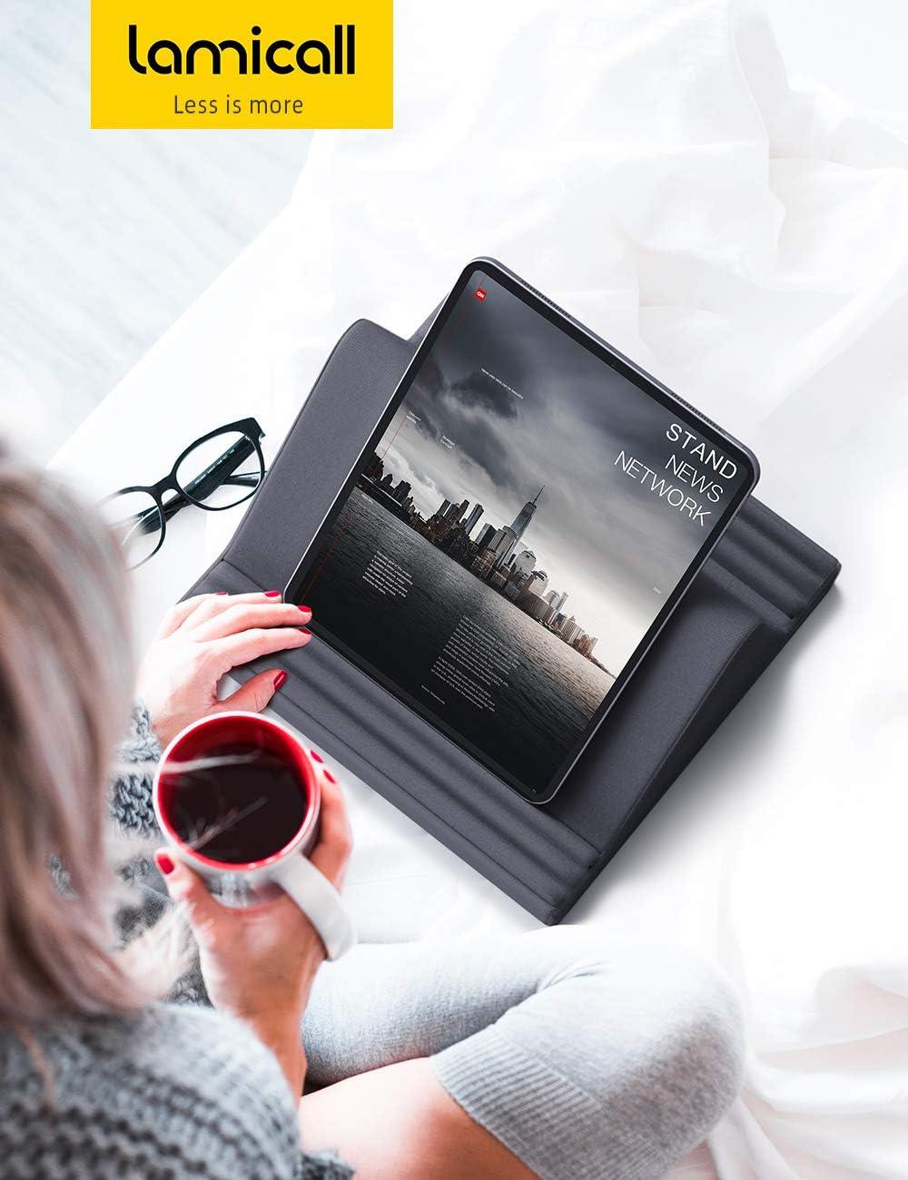imageLamicall Tablet Pillow Stand Pillow Soft Pad for Lap Tablet Holder Dock for Bed with 6 Viewing Angles for 413 Tablets Like iPad Pro 11 13 Air Mini Kindle Galaxy Tab EReader Dark GrayGrey