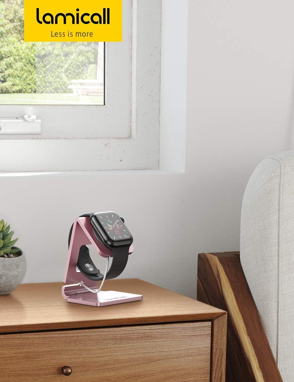 imageLamicall Watch Stand for Apple Watch Magnetic Fast Charger Desk Charging Stand Holder Dock for Apple iWatch Series SE3 SE2 Ultra 3 Series 11 10 9 8 7 6 549mm 46mm 45mm 44mm 42mm 41mm 40mm 38mmRose Gold
