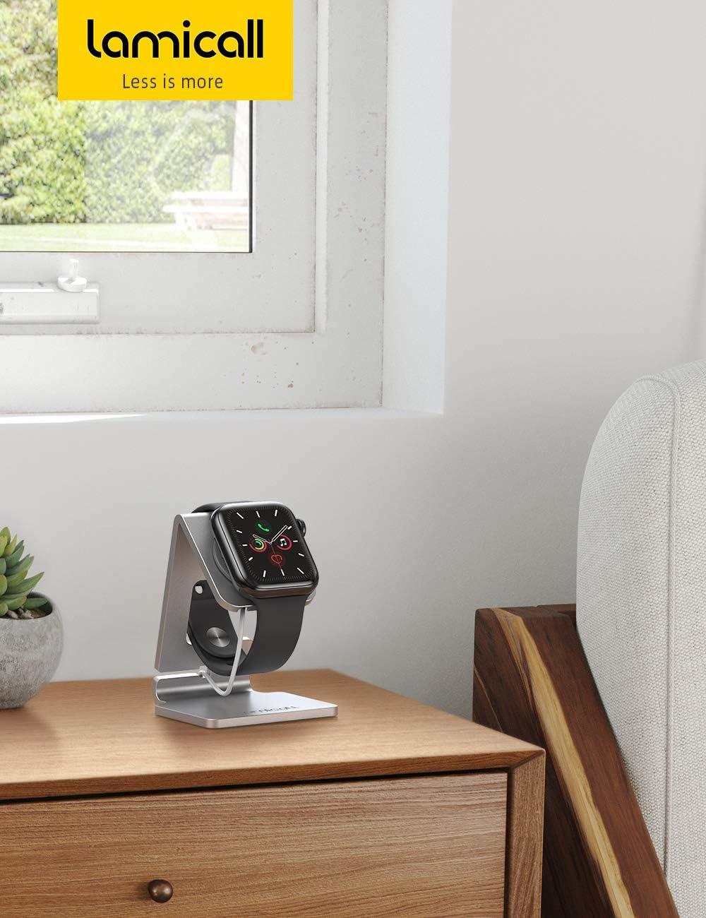 imageLamicall Watch Stand for Apple Watch Magnetic Fast Charger Desk Charging Stand Holder Dock for Apple iWatch Series SE3 SE2 Ultra 3 Series 11 10 9 8 7 6 549mm 46mm 45mm 44mm 42mm 41mm 40mm 38mmSliver