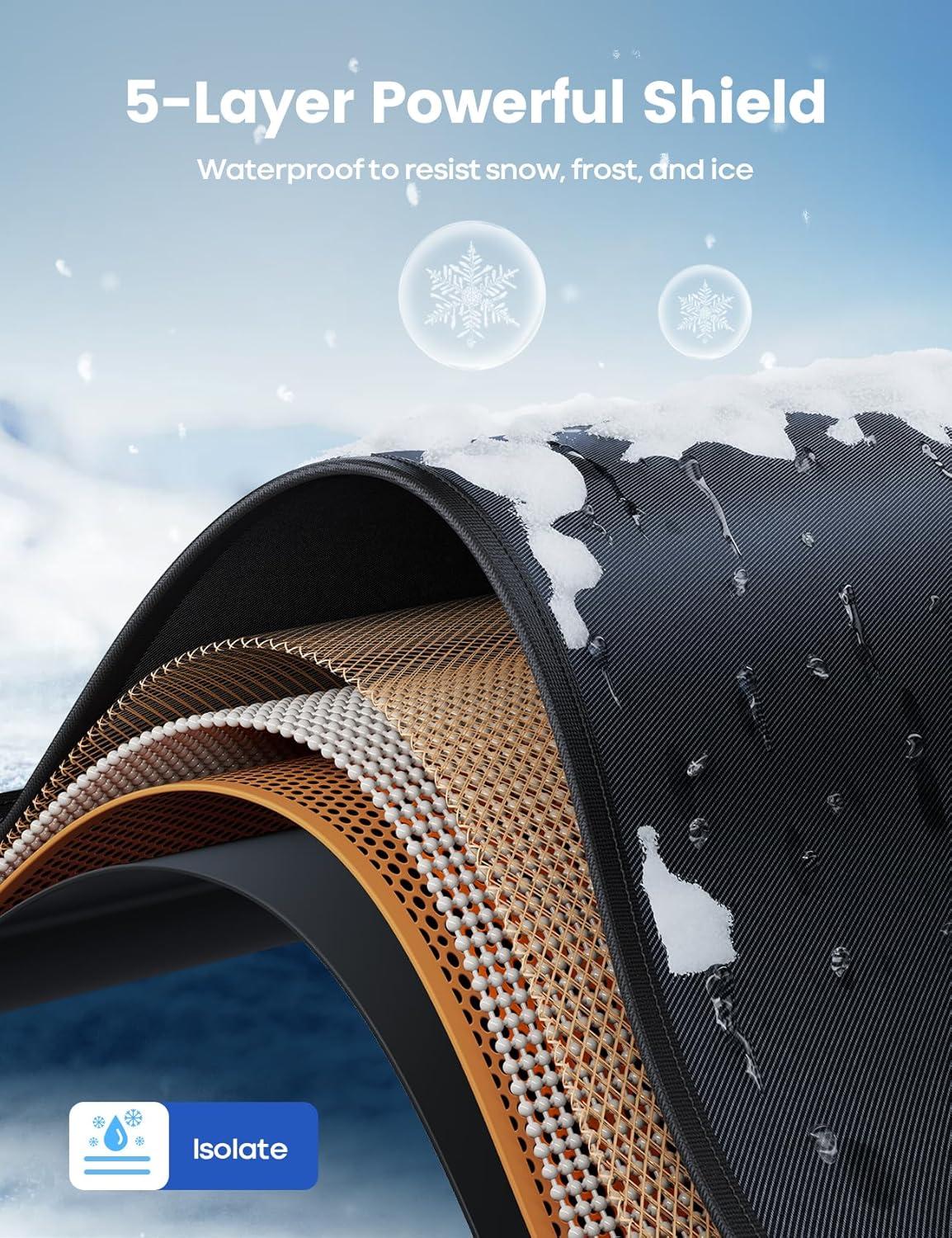 imageLamicall Windshield Cover for Ice and Snow Magnetic Fit 1S Snow Removal Ultra Waterproof Heavy Duty 800D Oxford Fabric 4X Stable Winter Car Accessories for Most Cars Sedan SUV 62x48