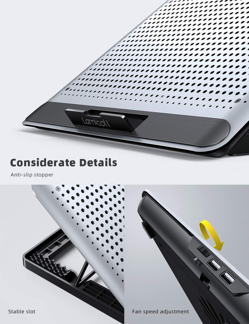 imageLaptop Cooler Lamicall Laptop Cooling Pad Portable Height Adjustable Laptop Cooling Fan Stand Holder Riser