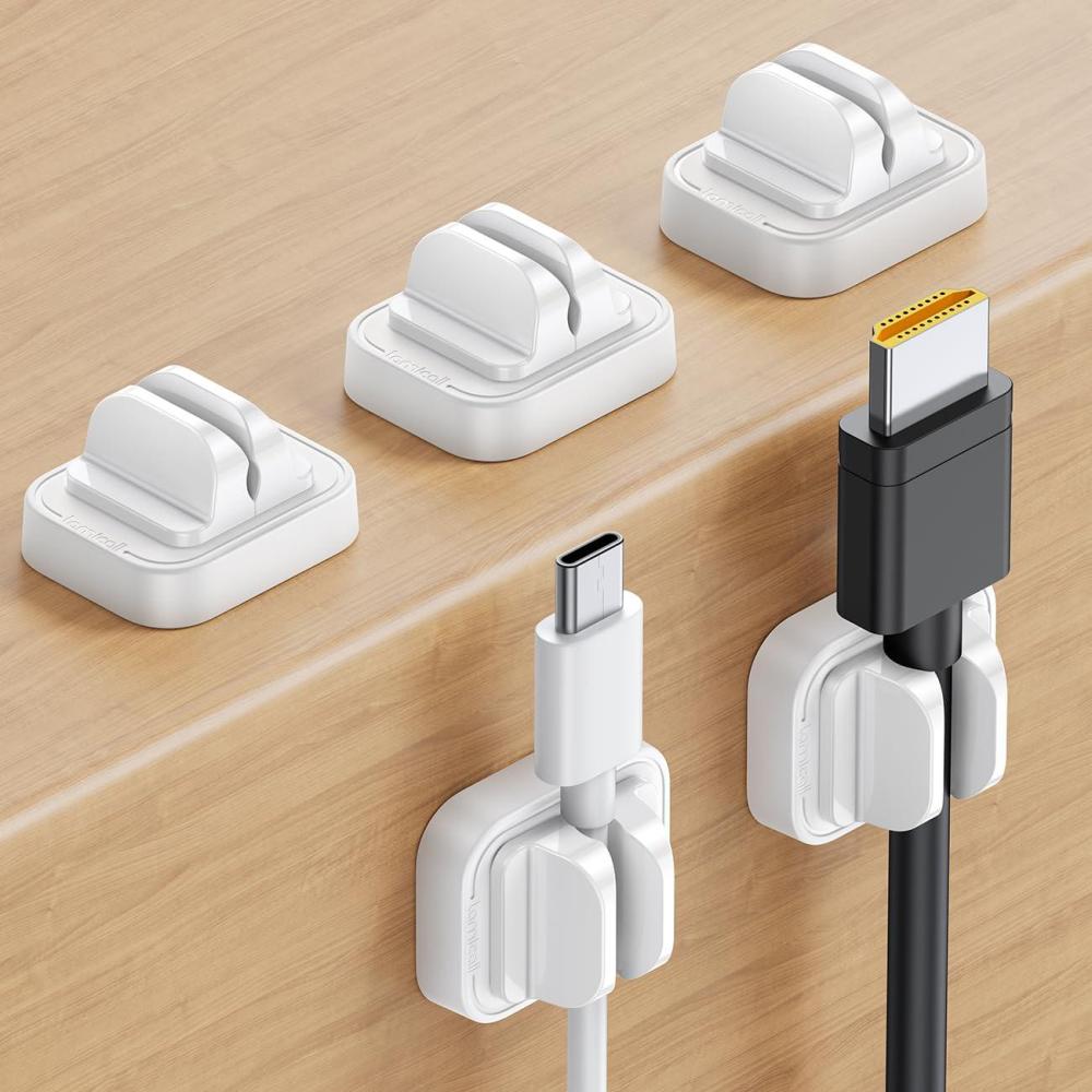image5Pack Cable Spring Holder Clips Cord Organizer for Desk Lamicall Adjustable Cord Wire Holder Keeper Phone Charger Organizer Clips Wire Cable Management for Nightstand Wall Car Office DesktopWhite