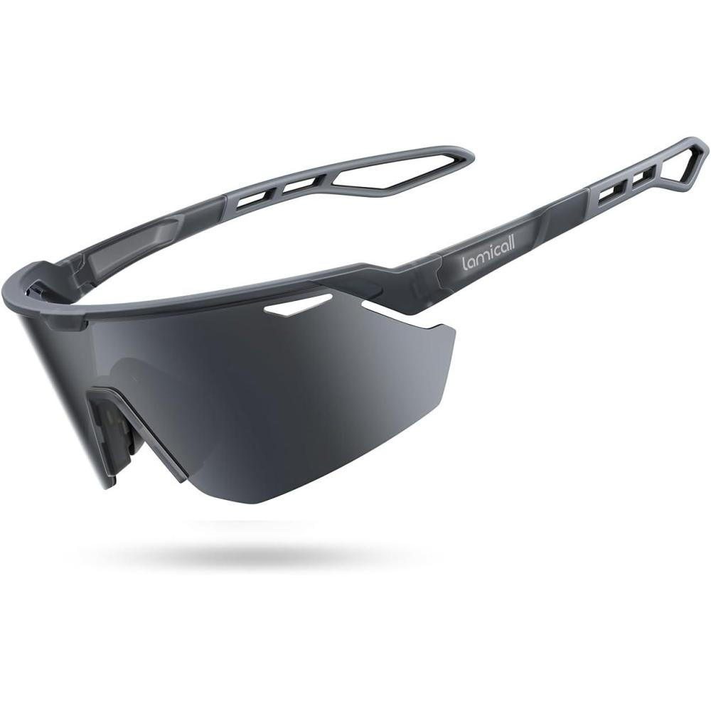 imageLamicall 24g Polarized Sports Sunglasses for Men Women UV400 Protection Sun Glasses for Running Cycling Baseball FishingGray Frame Gray Lens