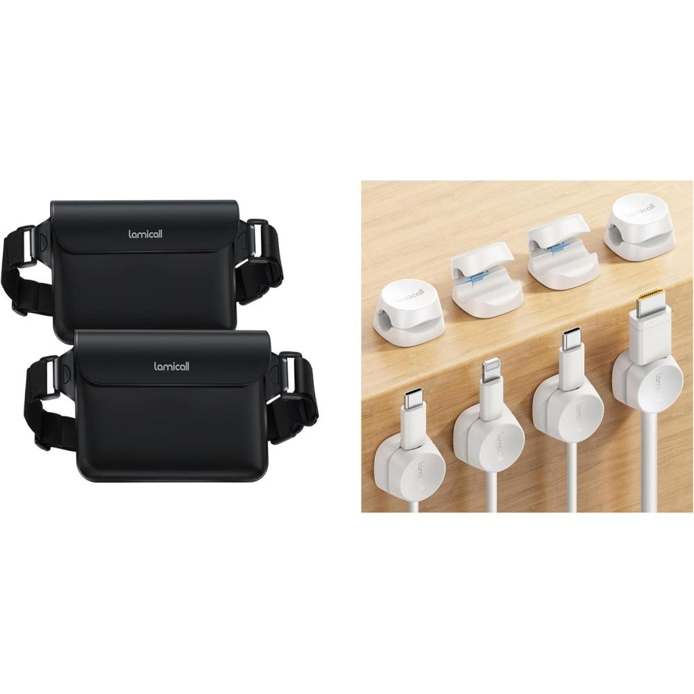 imageLamicall 8Pack Cord Organizer Spring Clips  Waterproof Fanny Packs