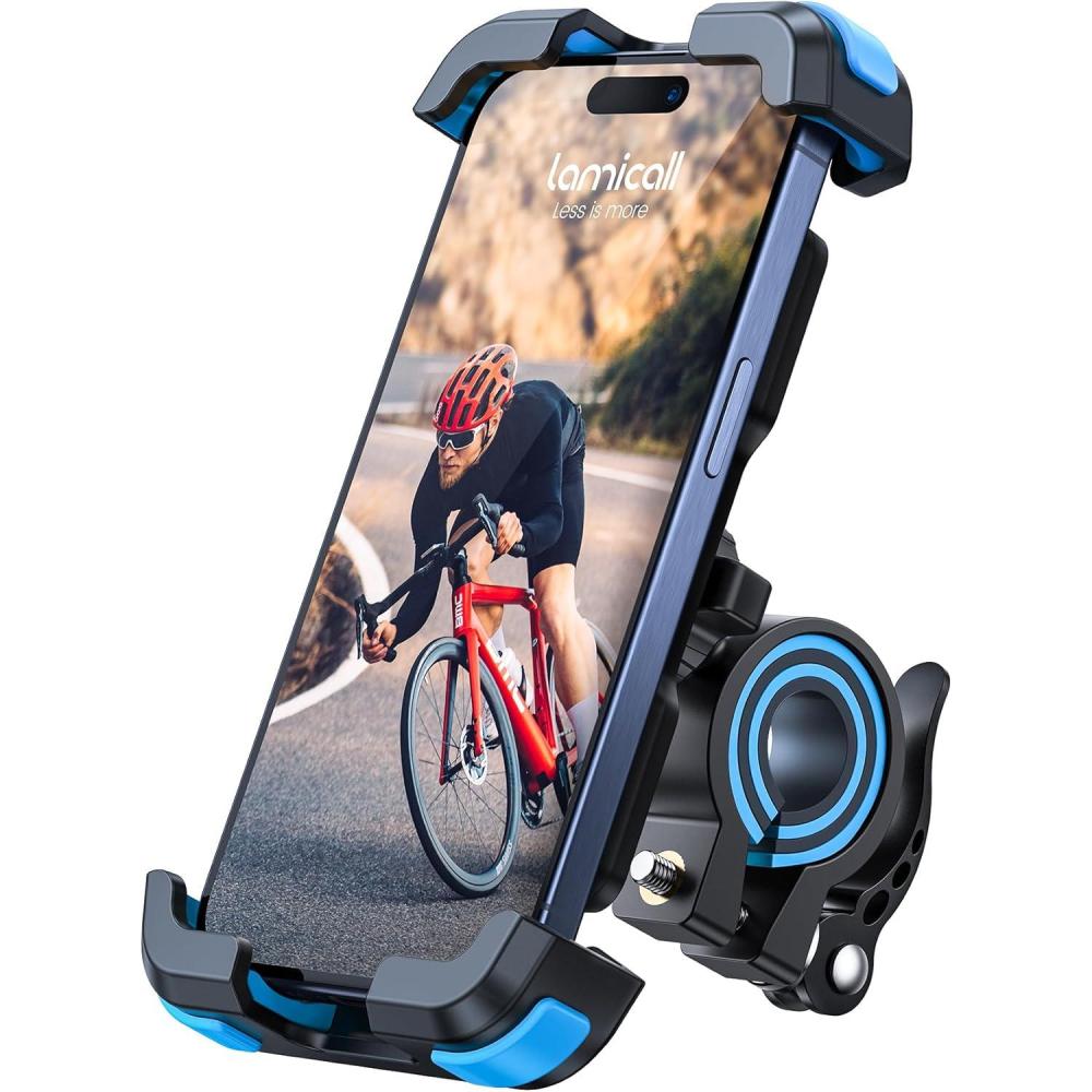 imageLamicall Bike Phone Mount Holder Motorcycle Phone Mount Adjustable Cell Phone Holder Bicycle Scooter Handlebar Cradle Clip for iPhone Air 17 Pro Max 16 Plus 15 Plus iPhone 14 and 4768 PhoneBlue