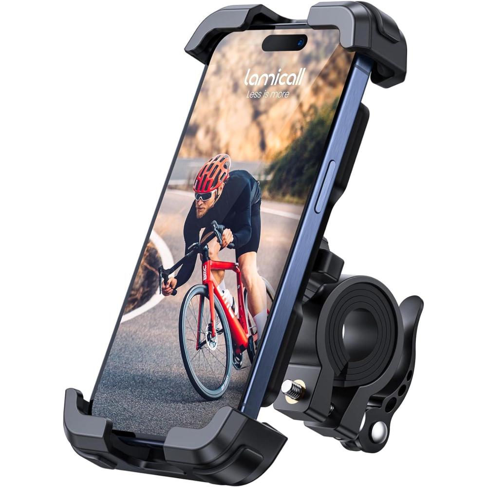 imageLamicall Bike Phone Mount Holder Motorcycle Phone Mount Adjustable Cell Phone Holder Bicycle Scooter Handlebar Cradle Clip for iPhone Air 17 Pro Max 16 Plus 15 Plus iPhone 14 and 4768 PhoneBlack