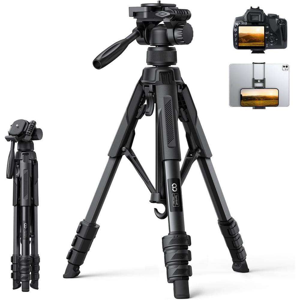 imageLamicall Camera Tripod 176LBS Max Load Tripod for Camera with Rapid Leg Deployment Phone Tripods for Video Recording Photo Vlog 67 Camera Stand with Phone Holder amp Carry Bag for DSLR iPhone GoProBlack