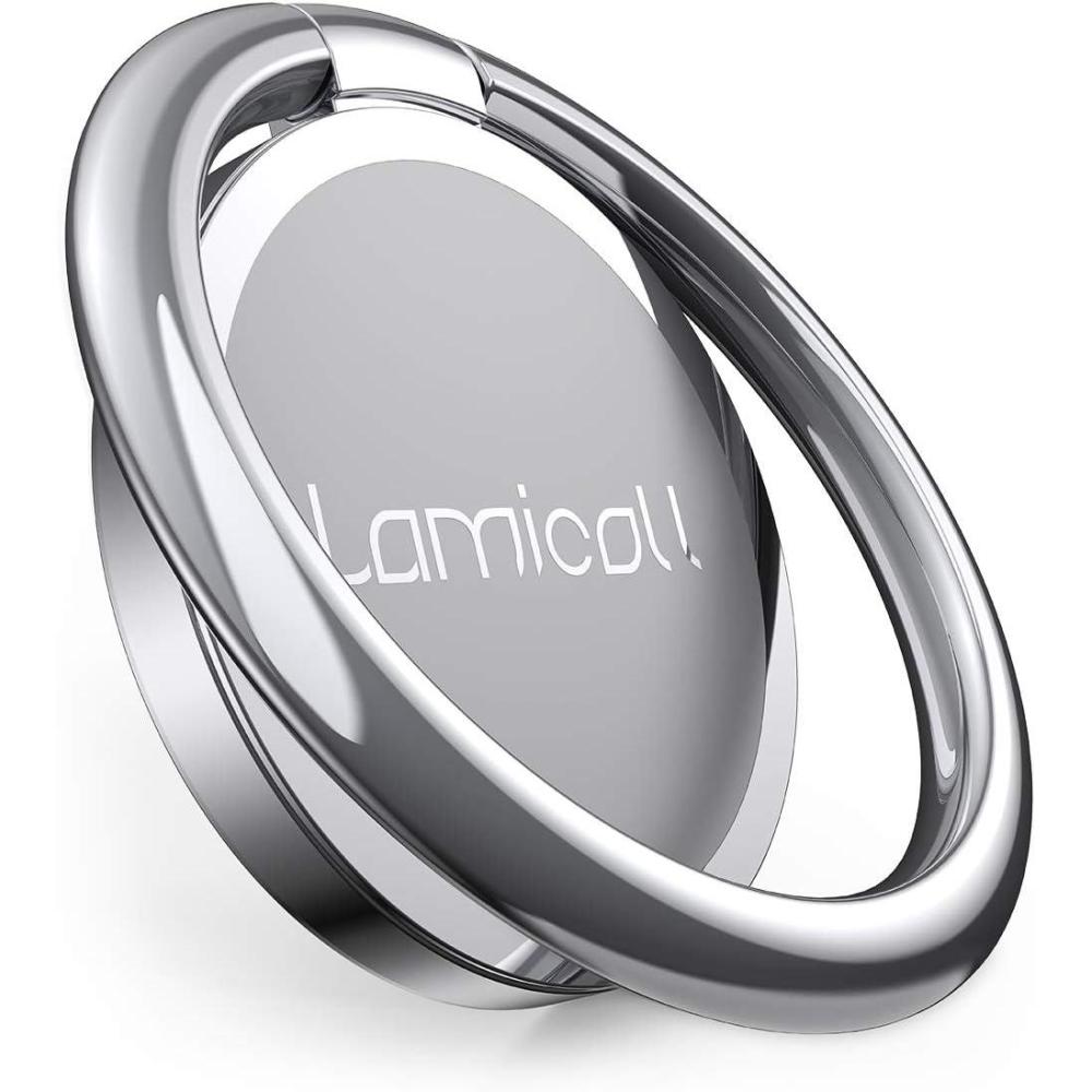imageLamicall Cell Phone Ring Holder Stand  Phone Finger Gip Kickstand 360 Rotation Polished Metal Grip for Magnetic Car Mount Fit for iPhone 17161514 Pro Max Air Android Smartphone AccessoriesSliver02